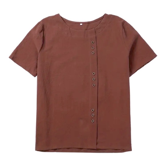 Casual Button-Down Blouse in Brown - Picture 3 of 5